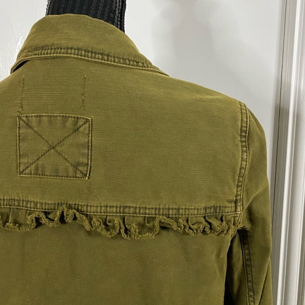 Anthropologie By Anthropologie Olive Green Military Jacket 3 Pockets Medium Fall - Picture 4 of 13